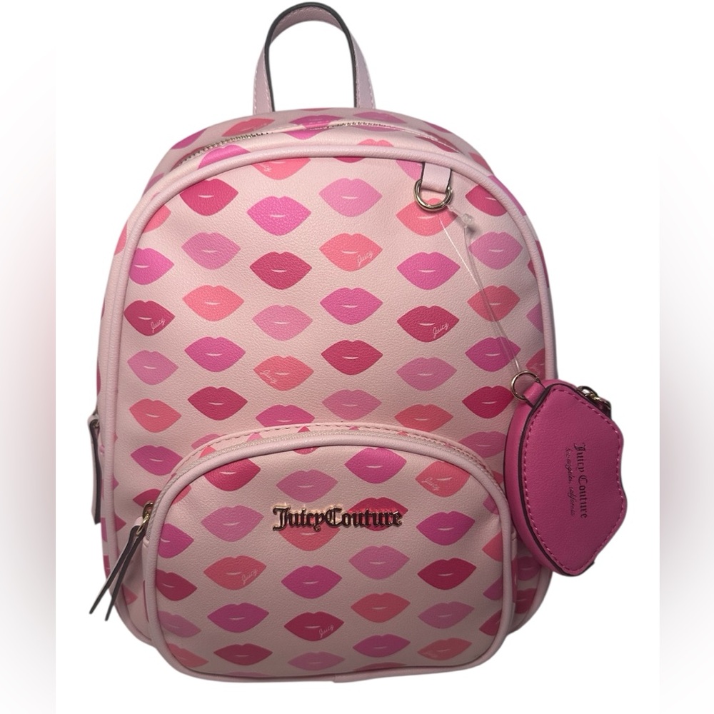 Juicy Couture New Sealed with a Kiss Backpack in Pink Faux Leather - NWT